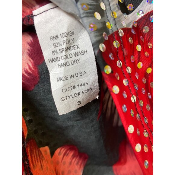 Aura Womens Floral & Polka Dot Sleeveless Top Cowl Neck Small Bling Red Sexy Hot - Picture 2 of 4